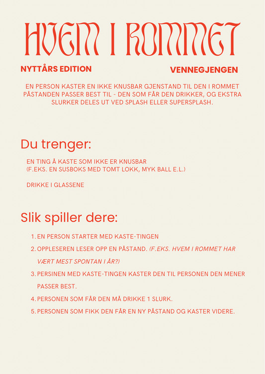 Hvem i rommet - nyttårslek (VENNEGJENGEN)