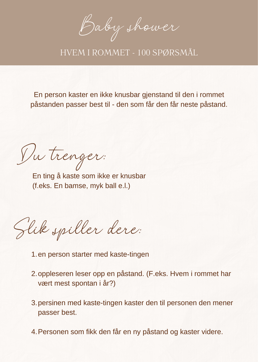 Hvem i rommet - Baby Shower