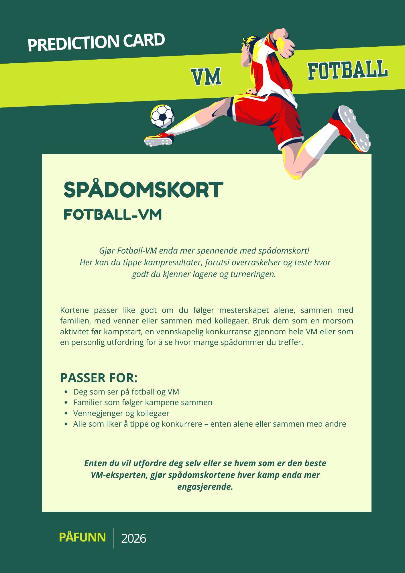 VM i Fotball - Prediction card